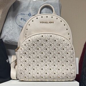 Michael Kors Woven Cream Backpack Abby